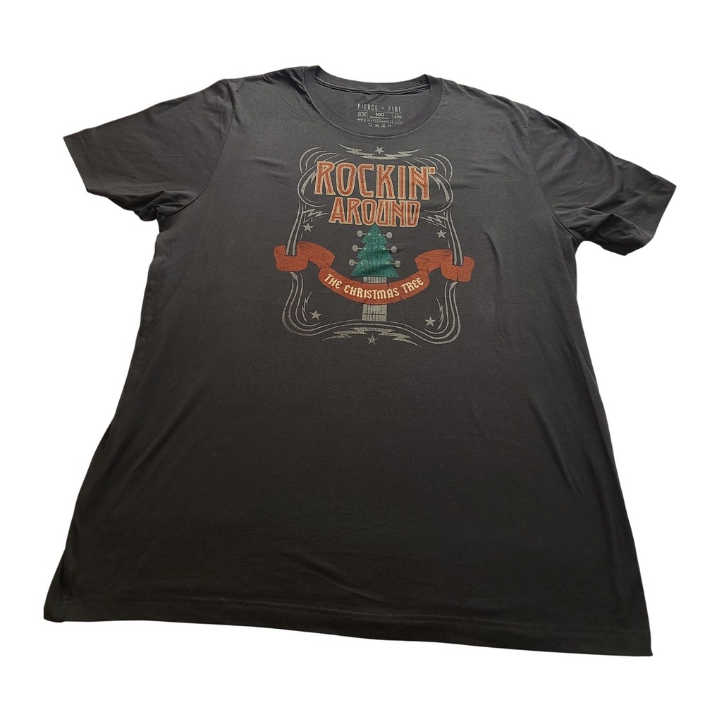 Pierce + Pine Rockin Around The Christmas Tree Graphic T-Shirt Gray Men's 2X